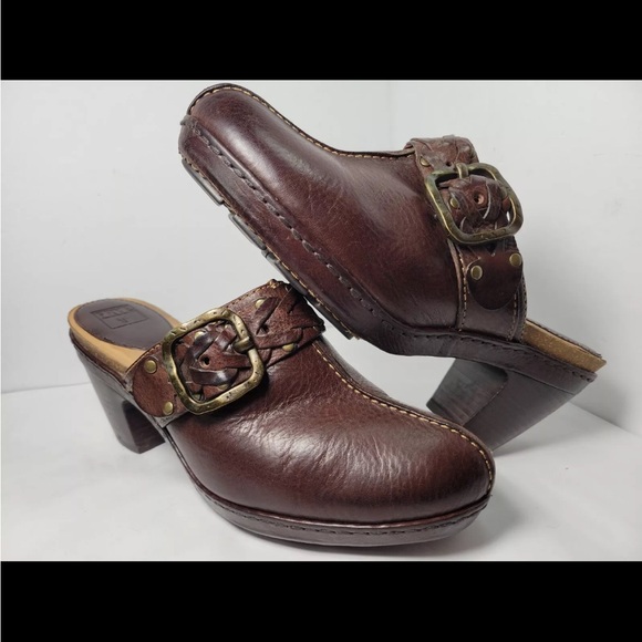 Frye Candice Woven Harness Brown Leather Buckled Slip on Mule Clogs size 9 - Picture 1 of 9